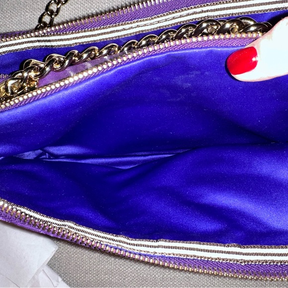 💜 RARE Henri Bendel Purple Quilted Leather Studded Evening Crossbody – Like New! - Picture 10 of 17